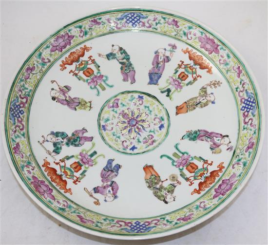 A Chinese famille rose boys dish, mid 19th century, diameter 40.5cm